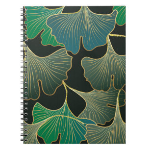 Luxuriöser goldener Ginkgo, Vintage-Kunst. Notizblock