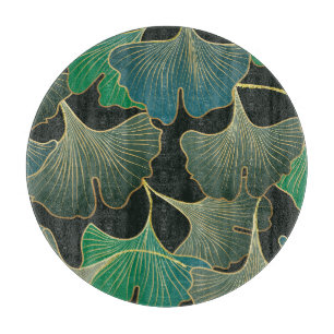 Luxuriöser goldener Ginkgo, Vintage-Kunst. Schneidebrett