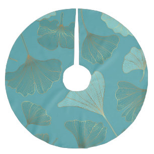 Luxuriöser goldener Ginkgo, Vintage-Wallpaper. Polyester Weihnachtsbaumdecke