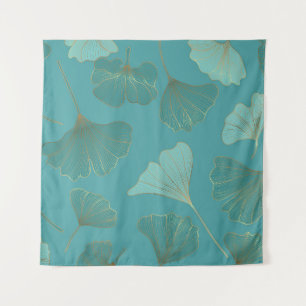 Luxuriöser goldener Ginkgo, Vintage-Wallpaper. Wandteppich