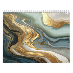 Luxuriöser goldener Marmor-Canyon 3D-Abstrakte Kun Kalender