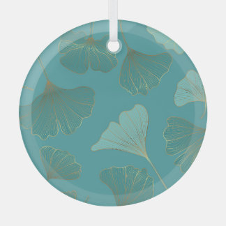 Luxuriöser Goldginkgo, Vintage Tapete. Ornament Aus Glas