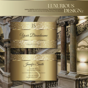 Luxuriöser Goldglatter Glitzer und Monogram Chic Visitenkarte