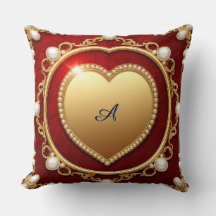 Luxuriöser Goldherzrahmen verziert mit Perlen Kissen