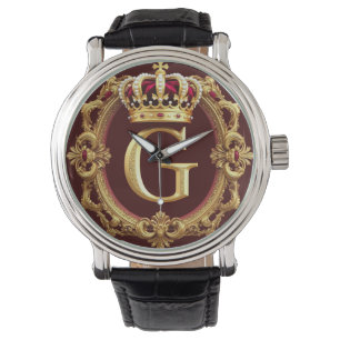 Luxuriöser Goldrahmen mit gekröntem Monogramm Armbanduhr
