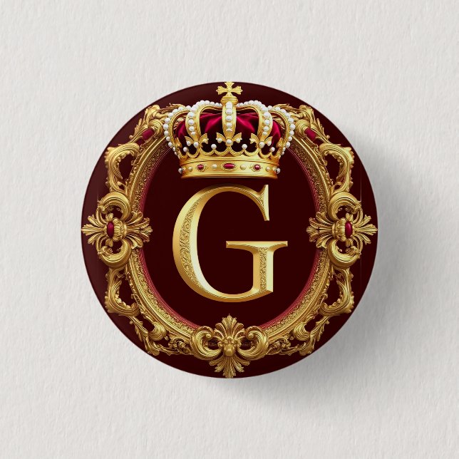 Luxuriöser Goldrahmen mit gekröntem Monogramm Button (Vorderseite)