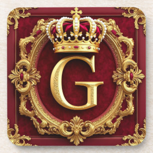 Luxuriöser Goldrahmen mit gekröntem Monogramm Getränkeuntersetzer