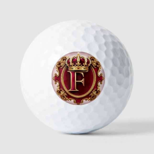 Luxuriöser Goldrahmen mit gekröntem Monogramm Golfball (Vorderseite)