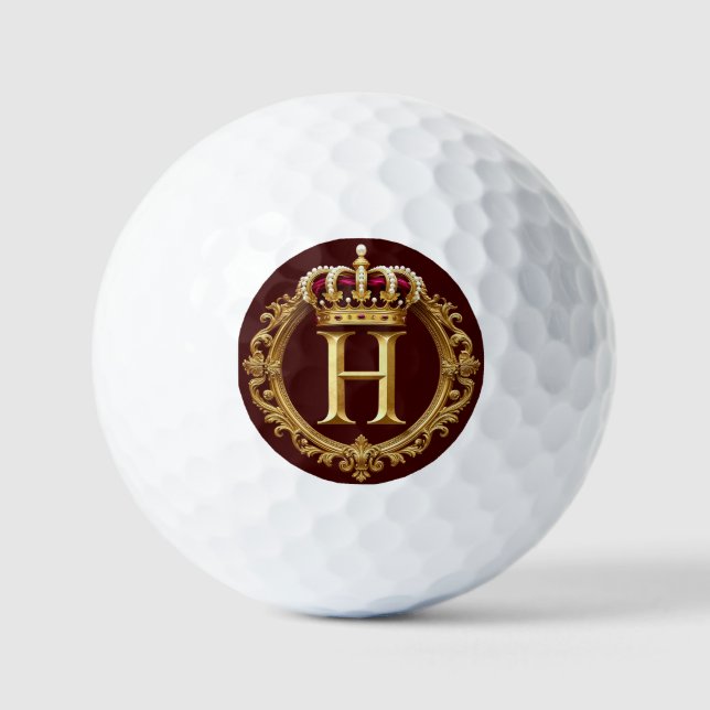 Luxuriöser Goldrahmen mit gekröntem Monogramm Golfball (Vorderseite)