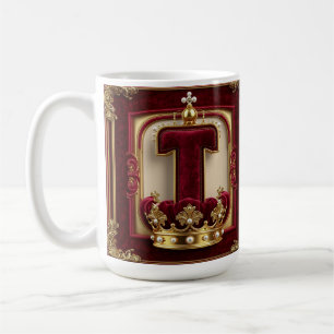 Luxuriöser Goldrahmen mit gekröntem Monogramm Kaffeetasse