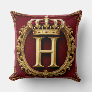 Luxuriöser Goldrahmen mit gekröntem Monogramm Kissen