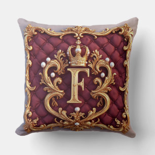 Luxuriöser Goldrahmen mit gekröntem Monogramm Kissen