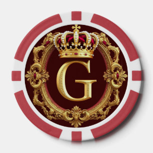 Luxuriöser Goldrahmen mit gekröntem Monogramm Pokerchips