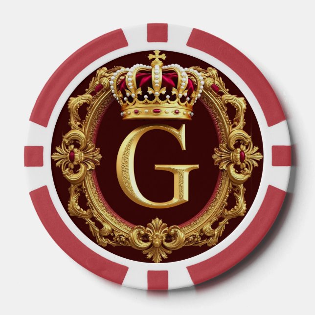 Luxuriöser Goldrahmen mit gekröntem Monogramm Pokerchips (Vorderseite)