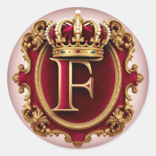 Luxuriöser Goldrahmen mit gekröntem Monogramm Runder Aufkleber