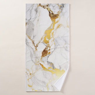 Luxuriöser grauer und goldener Marmor Badhandtuch Set