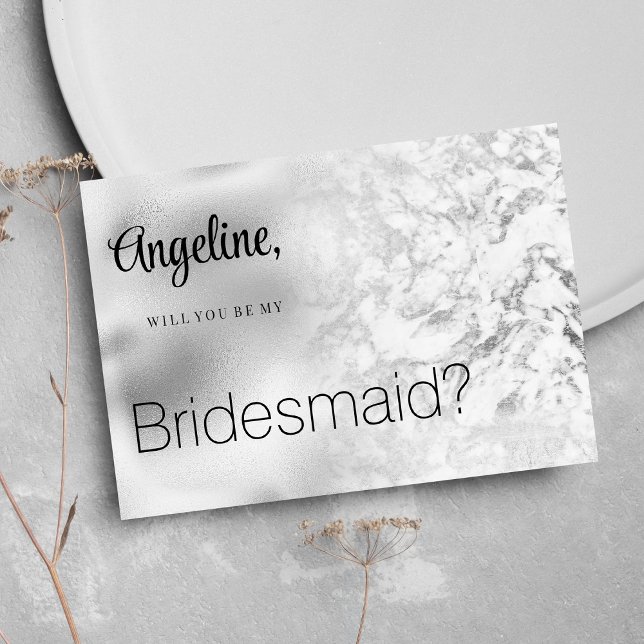 Luxuriöser grauer weißer Marmor Bridesmaid Einladung (Luxurious gray white silver marble Bridesmaid)