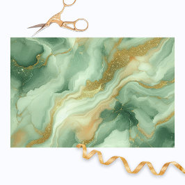 Luxuriöser grüner Marmor mit goldenen Glitzer-Vene Seidenpapier