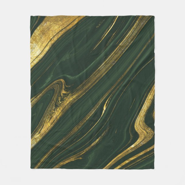 Luxuriöser grüner Onyx: Goldener Marmor. Fleecedecke (Vorderseite)