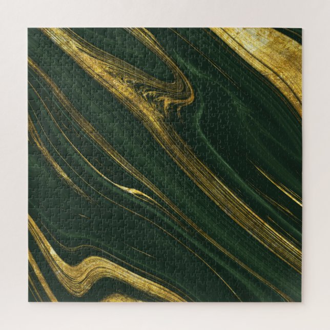 Luxuriöser grüner Onyx: Goldener Marmor. Puzzle (Vertikal)