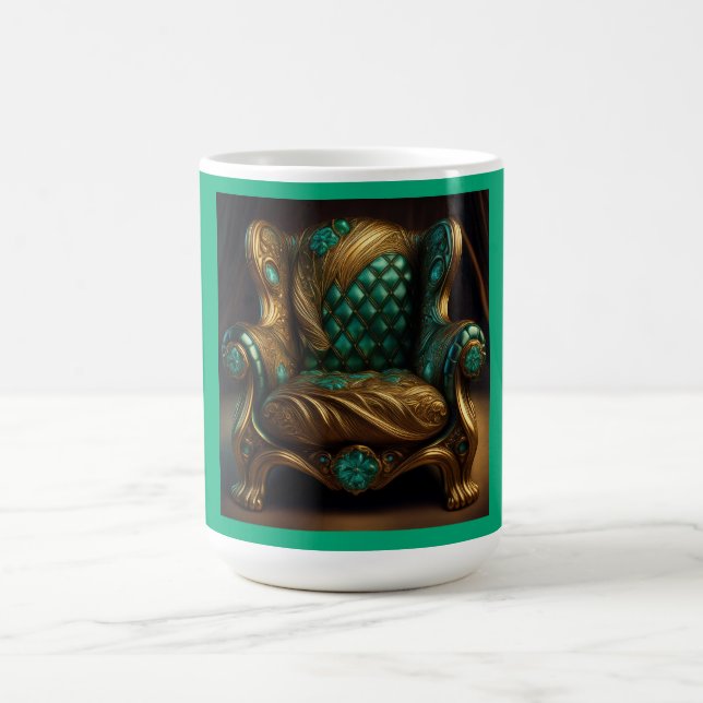 Luxuriöser grüner und goldener Sessel Kaffeetasse (Mittel)