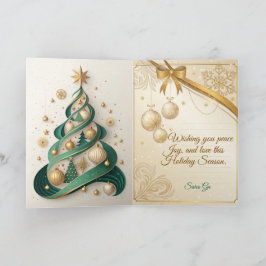 Luxuriöser grüner und goldener Weihnachten Karte
