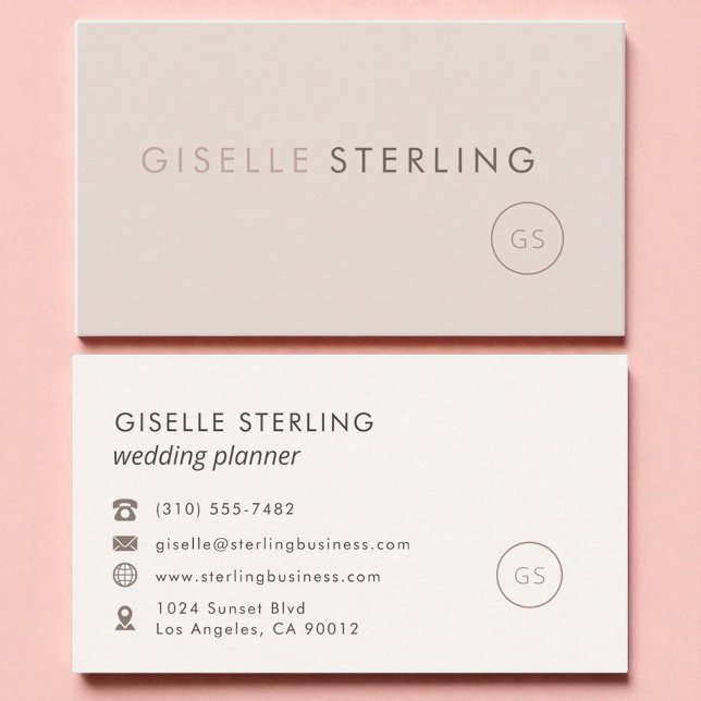 Luxuriöser Hochzeitsplaner Minimalistisch Blush Pi Visitenkarte (Von Creator hochgeladen)