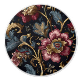 Luxuriöser indischer Blumenkeramikknauf Vintage Ro Keramikknauf