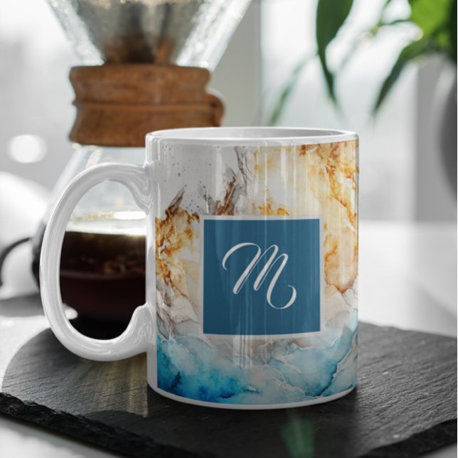Luxuriöser Individuelle Name aus blau und goldfarb Kaffeetasse (Von Creator hochgeladen)