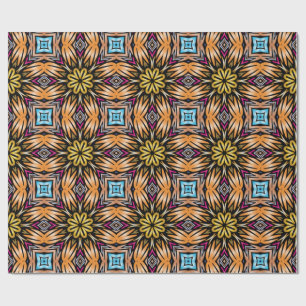Luxuriöser, lebendiger Gold-Blumen-Kaleidoskop-Mus Geschenkpapier