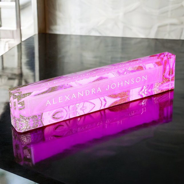 Luxuriöser Lila Foil Moderner Marmorwirl Namensplakette (Von Creator hochgeladen)