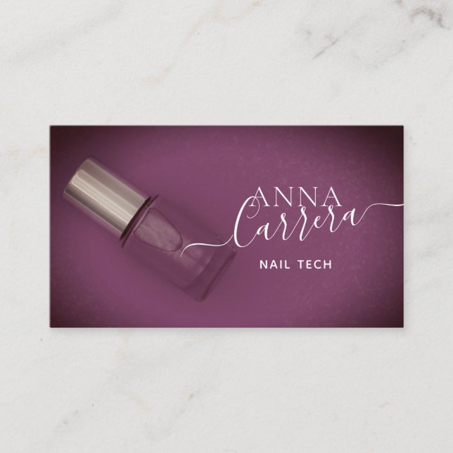 Luxuriöser Lila Nagelfarben Nail Tech Nagelsalon Visitenkarte (Vorderseite)