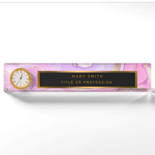 Luxuriöser Marmor Glitzer Rosa Lila Gold Namensplakette