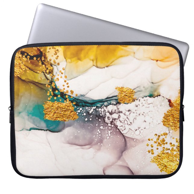 Luxuriöser Marmor mit Glitzer Laptopschutzhülle (Vorderseite)