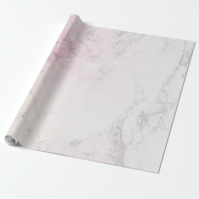 Luxuriöser Marmor mit Rose Glitzer Geschenkpapier (Ungerollt)