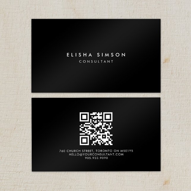 Luxuriöser Minimalistisch Schwarz-Weiß-QR-CODE Visitenkarte (Von Creator hochgeladen)