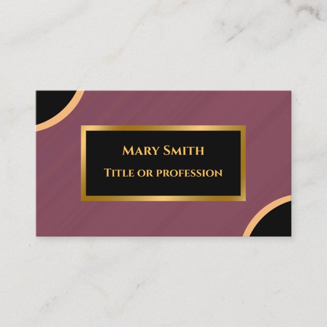 Luxuriöser moderner Gold Burgund-Marmor Visitenkarte (Vorderseite)