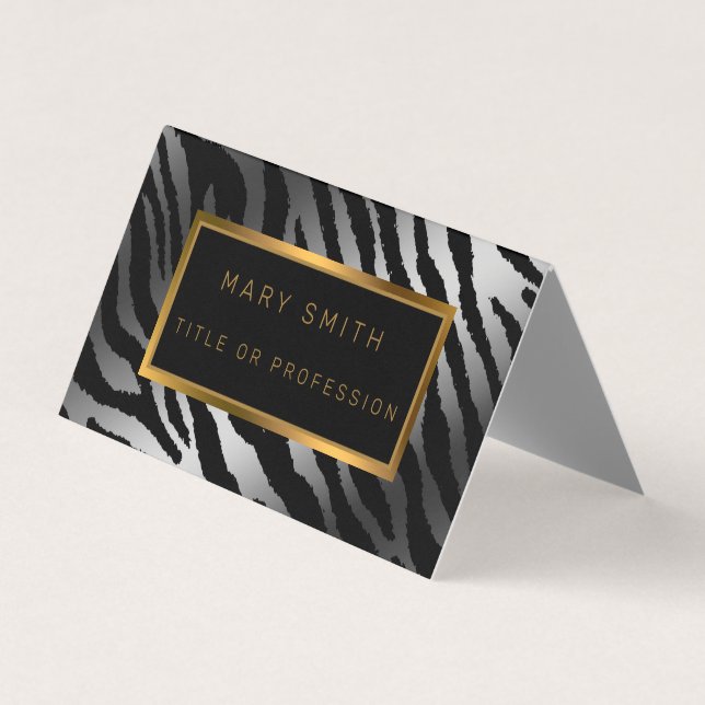 Luxuriöser, moderner Silver Tiger fügt Ihren Text  Visitenkarten (Vorderseite)