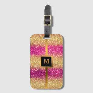 Luxuriöser Pink Gold Glitzer Gepäckanhänger