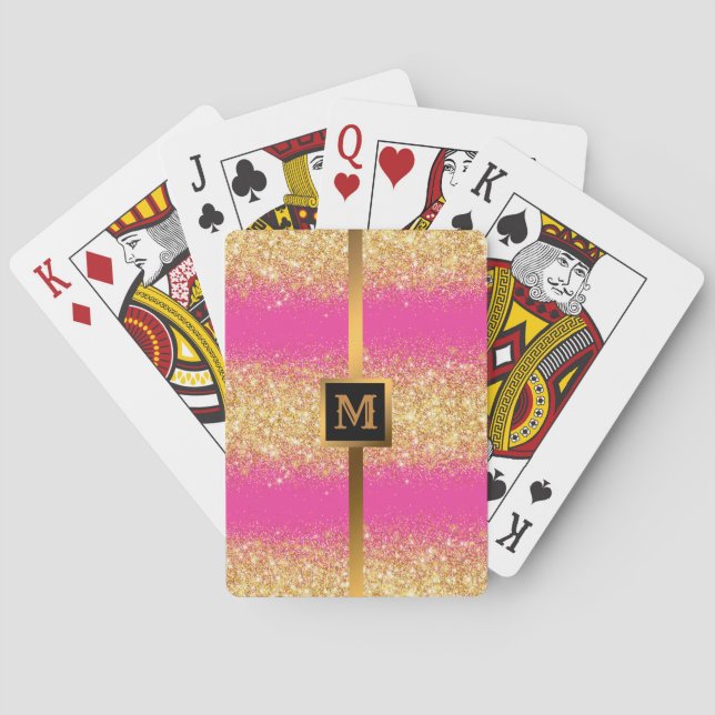 Luxuriöser Pink Gold Glitzer Spielkarten (Rückseite)