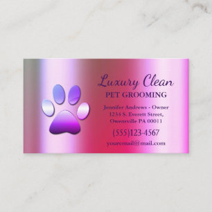 Luxuriöser Pink Metallic Dog Paw Grooming Service Visitenkarte