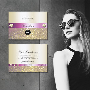 Luxuriöser Pink- und Goldglanz-Glitzer mit Logo Visitenkarte
