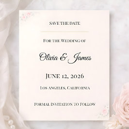 Luxuriöser Rosa Blumen Save-the-Date