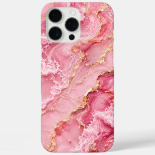 Luxuriöser rosa Ozeanmarmor mit goldenen Adern iPhone 16 Pro Max Hülle