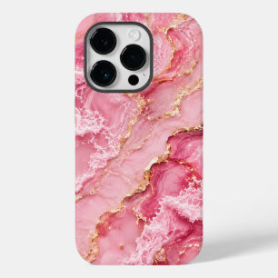Luxuriöser rosa Ozeanmarmor mit goldenen Adern Case-Mate iPhone 14 Pro Hülle