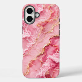 Luxuriöser rosa Ozeanmarmor mit goldenen Adern iPhone 16 Plus Hülle