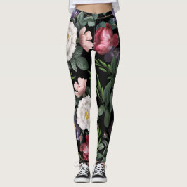 Luxuriöser Rose Garten Nachtgarten Blume Leggings