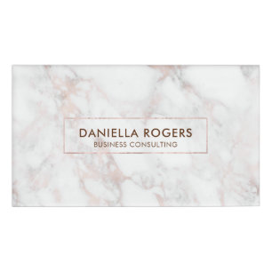 Luxuriöser Rose-Gold-Marmorstein Namenschild