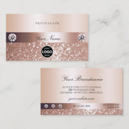 Luxuriöser Rose Gold Sparkling Glitzer mit Logo Visitenkarte