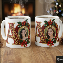 Luxuriöser roter Samt Gold Weihnachtsbuchstabe A Kaffeetasse